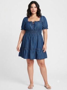 Indigo & Lace Faux Denim Dress